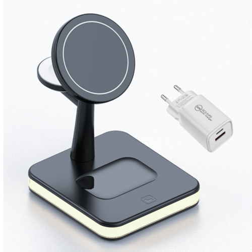 4-in-1 Magnetische Wireless Ladestation mit LED-Lampe & 30W PD-Netzteil