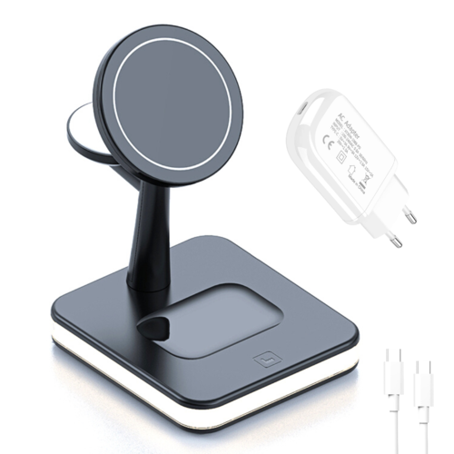 4-in-1 Magnetische Wireless Ladestation mit LED-Lampe & 30W PD-Netzteil