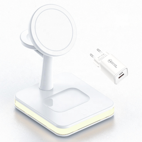 4-in-1 Magnetische Wireless Ladestation mit LED-Lampe & 30W PD-Netzteil