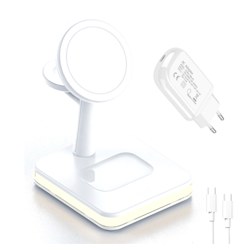 4-in-1 Magnetische Wireless Ladestation mit LED-Lampe & 30W PD-Netzteil