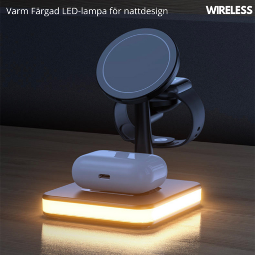 4-in-1 Magnetische Wireless Ladestation mit LED-Lampe & 30W PD-Netzteil