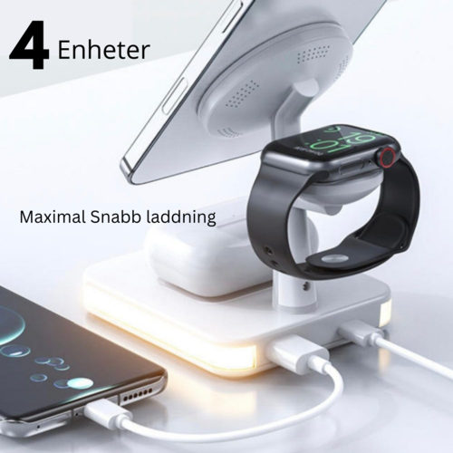 4-in-1 Magnetische Wireless Ladestation mit LED-Lampe & 30W PD-Netzteil