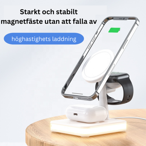 4-in-1 Magnetische Wireless Ladestation mit LED-Lampe & 30W PD-Netzteil