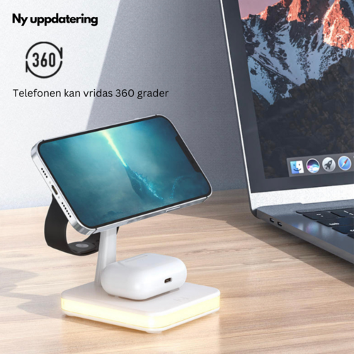 4-in-1 Magnetische Wireless Ladestation mit LED-Lampe & 30W PD-Netzteil