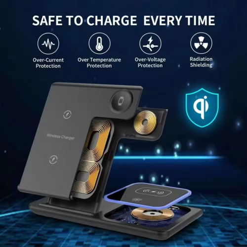 Faltbare 3-in-1 Wireless Ladestation 15W mit LED-Lampe