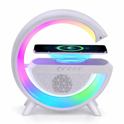 RGB Wireless Ladestation mit Bluetooth-Lautsprecher, LED-Lampe & Digitaluhr